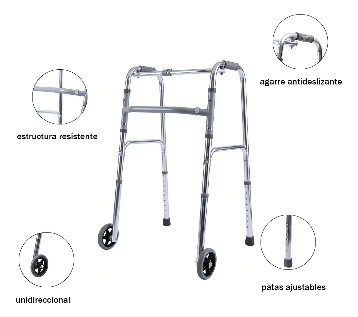 Andador Para Adultos Mayores Con Ruedas Ajustable - Imagen 2