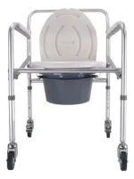 Silla Sanitaria Plegable Acero Inoxidable Con Ruedas - Imagen 2