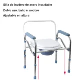 Silla Sanitaria Plegable De Acero Inoxidable Ajustable - Imagen 3