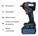Llave De Impacto Sin Escobillas 21v, 700nm + 2 Baterías - Imagen 2
