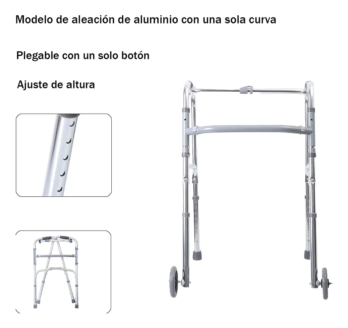 Andador Para Adultos Mayores Con Ruedas Ajustable - Imagen 3