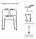 Andador Adulto Mayor Ajustable Plegable De Aluminio - Imagen 3