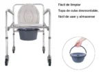 Silla Sanitaria Plegable Acero Inoxidable Con Ruedas - Imagen 3