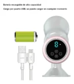 Extractor De Leche Eléctrico Rosado USB Con Pantalla - Imagen 4