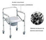 Silla Sanitaria Plegable Acero Inoxidable Con Ruedas - Imagen 4