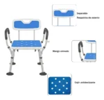 Silla De Baño Ajustable Con Respaldo Para Adulto Mayor - Imagen 3