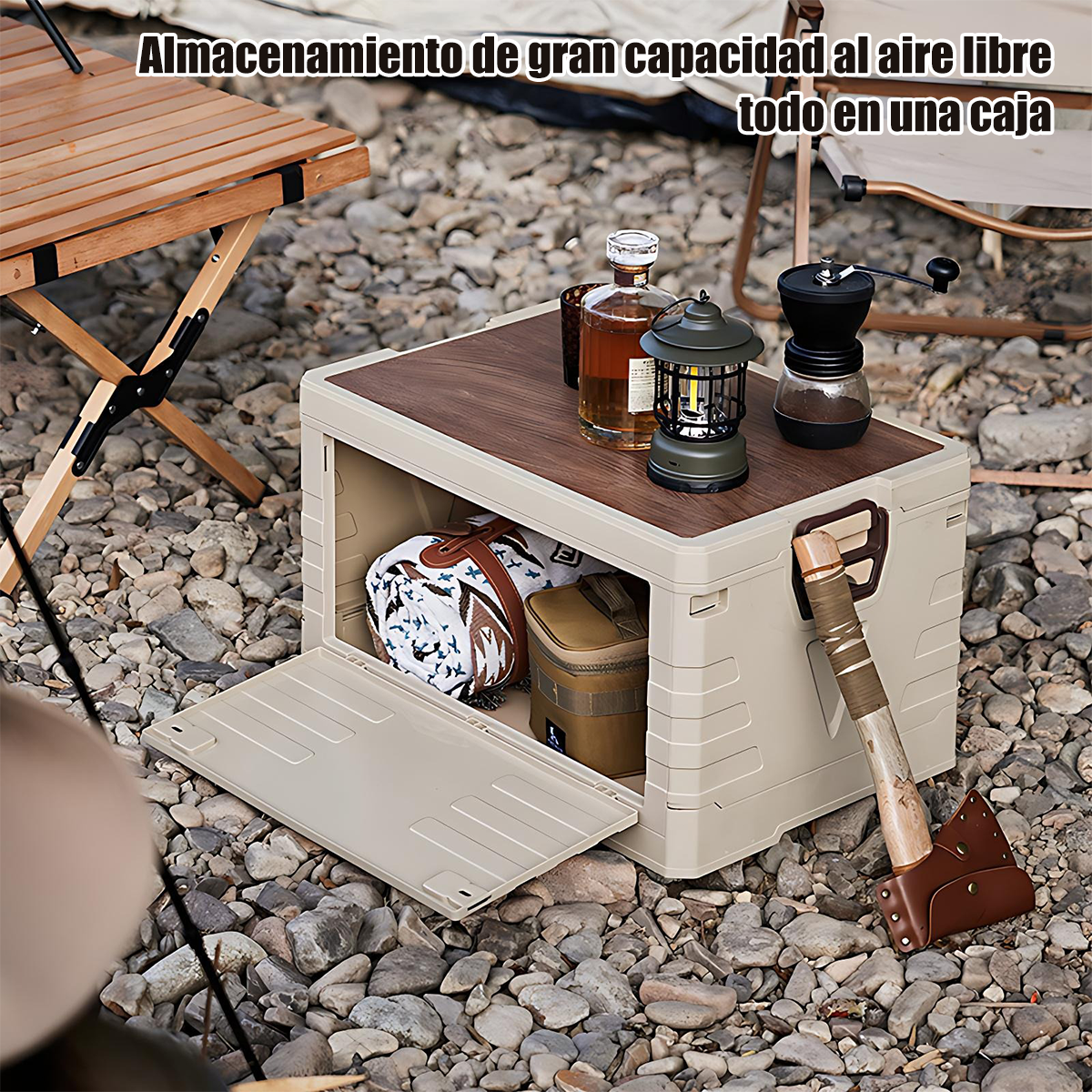 Interior de la caja organizado