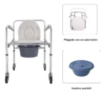 Silla Sanitaria Plegable Acero Inoxidable Con Ruedas - Imagen 5