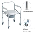 Silla Sanitaria Plegable Acero Inoxidable Con Ruedas - Imagen 6