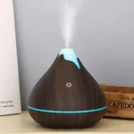 Humidificador Difusor Volcán Símil Madera Luz Led - Imagen 2